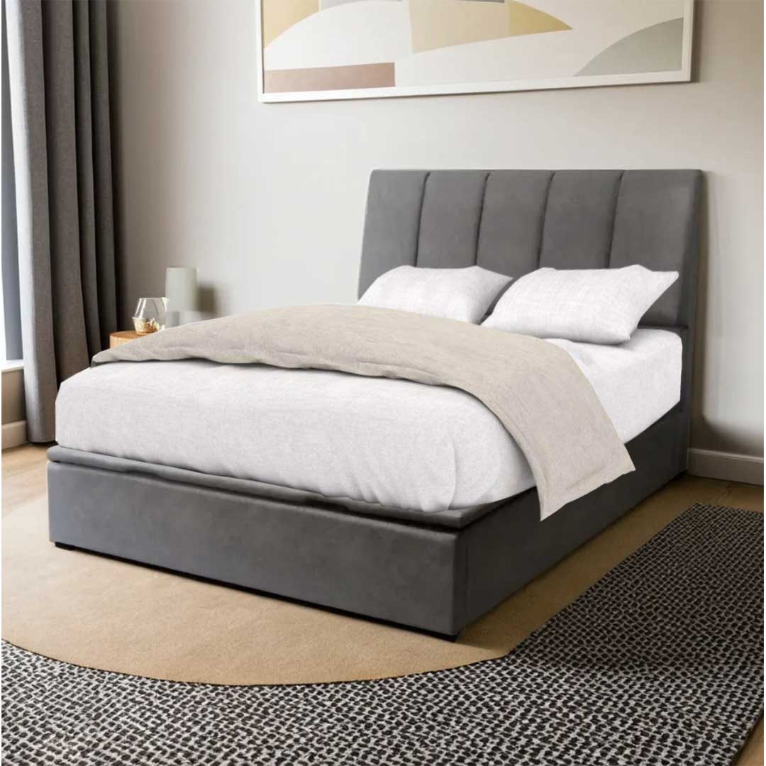 Belly Fabric Storage Bed Frame + 13" Individual Pocketed Spring Mattress