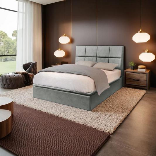 Gian Velvet Fabric Storage Bedframe (Water Repellent)