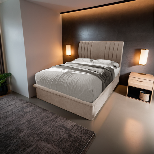 Logan Velvet Fabric Storage Bedframe (Water Repellent)