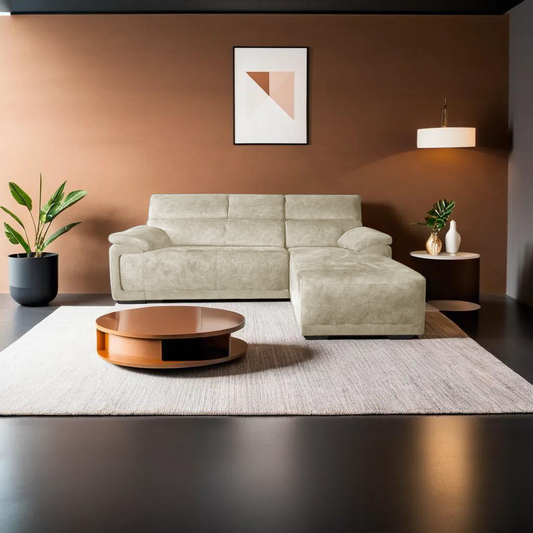 Paxton L-Shape Velvet Fabric Sofa (Water Repellent)