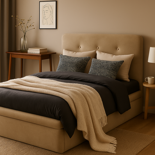 Yuta Velvet Fabric Storage Bedframe (Water Repellent)